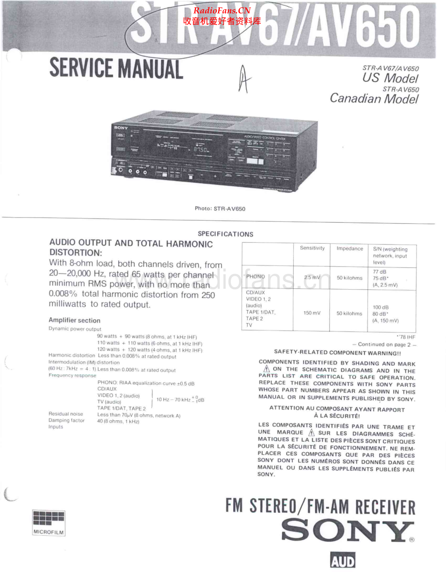 Sony-STRAV67-rec-sm 维修电路原理图.pdf_第1页