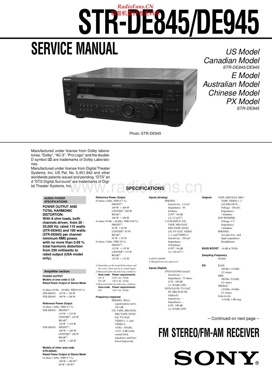 Sony-STRDE945-rec-sm 维修电路原理图.pdf_第1页