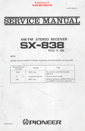 Pioneer-SX838-rec-sm 维修电路原理图.pdf