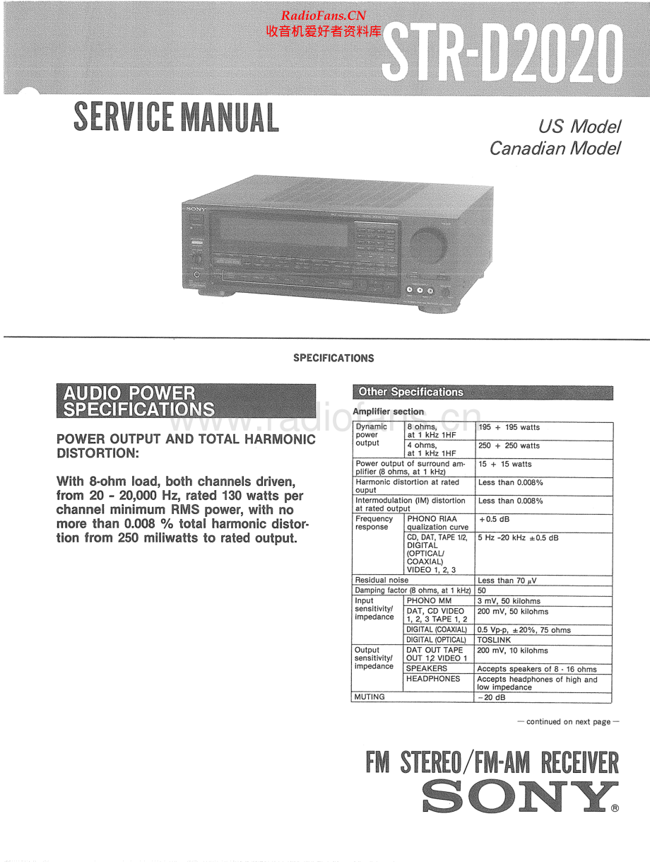 Sony-STRD2020-rec-sm 维修电路原理图.pdf_第1页