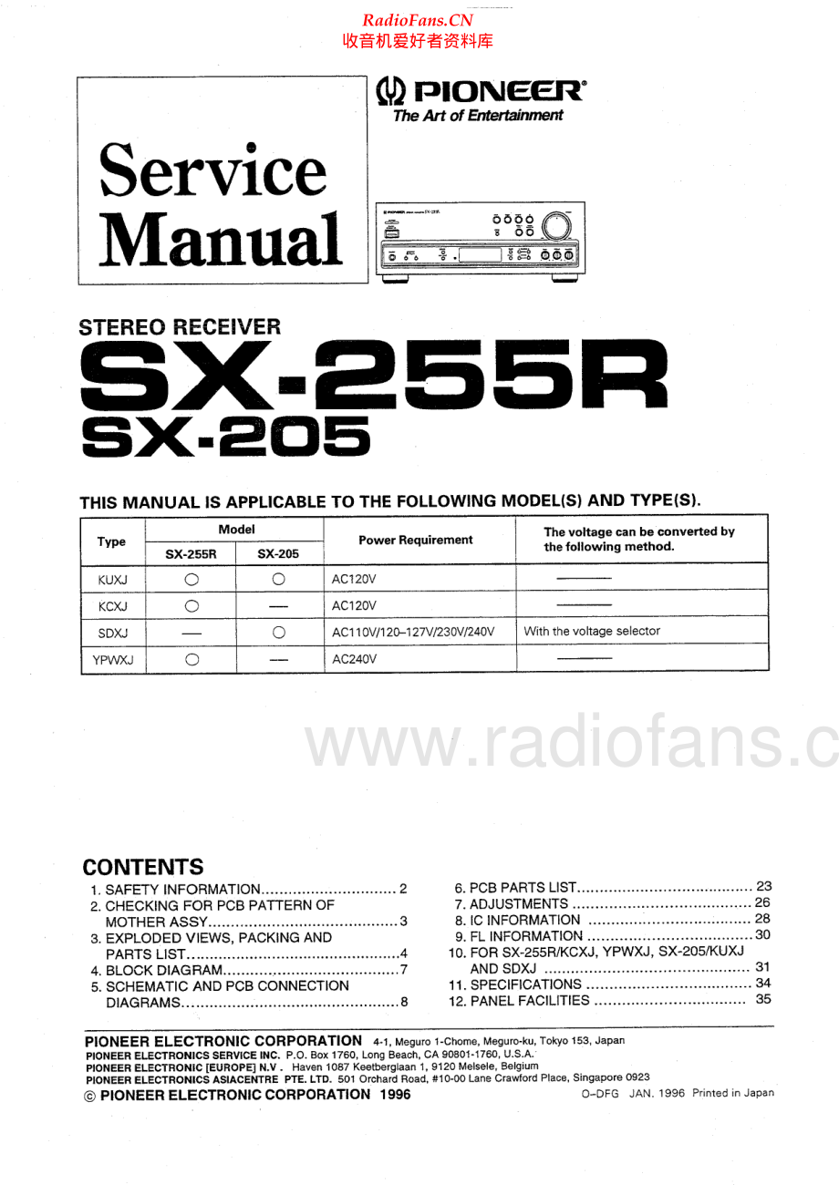 Pioneer-SX205-rec-sm 维修电路原理图.pdf_第1页