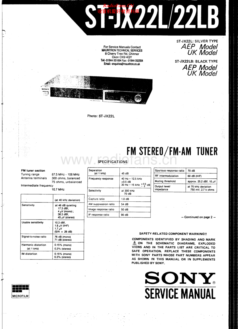 Sony-STJX22L-tun-sm 维修电路原理图.pdf_第1页