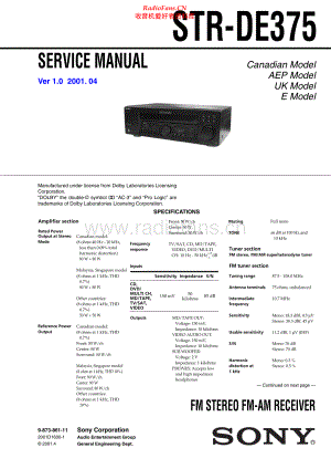 Sony-STRDE375-rec-sm 维修电路原理图.pdf