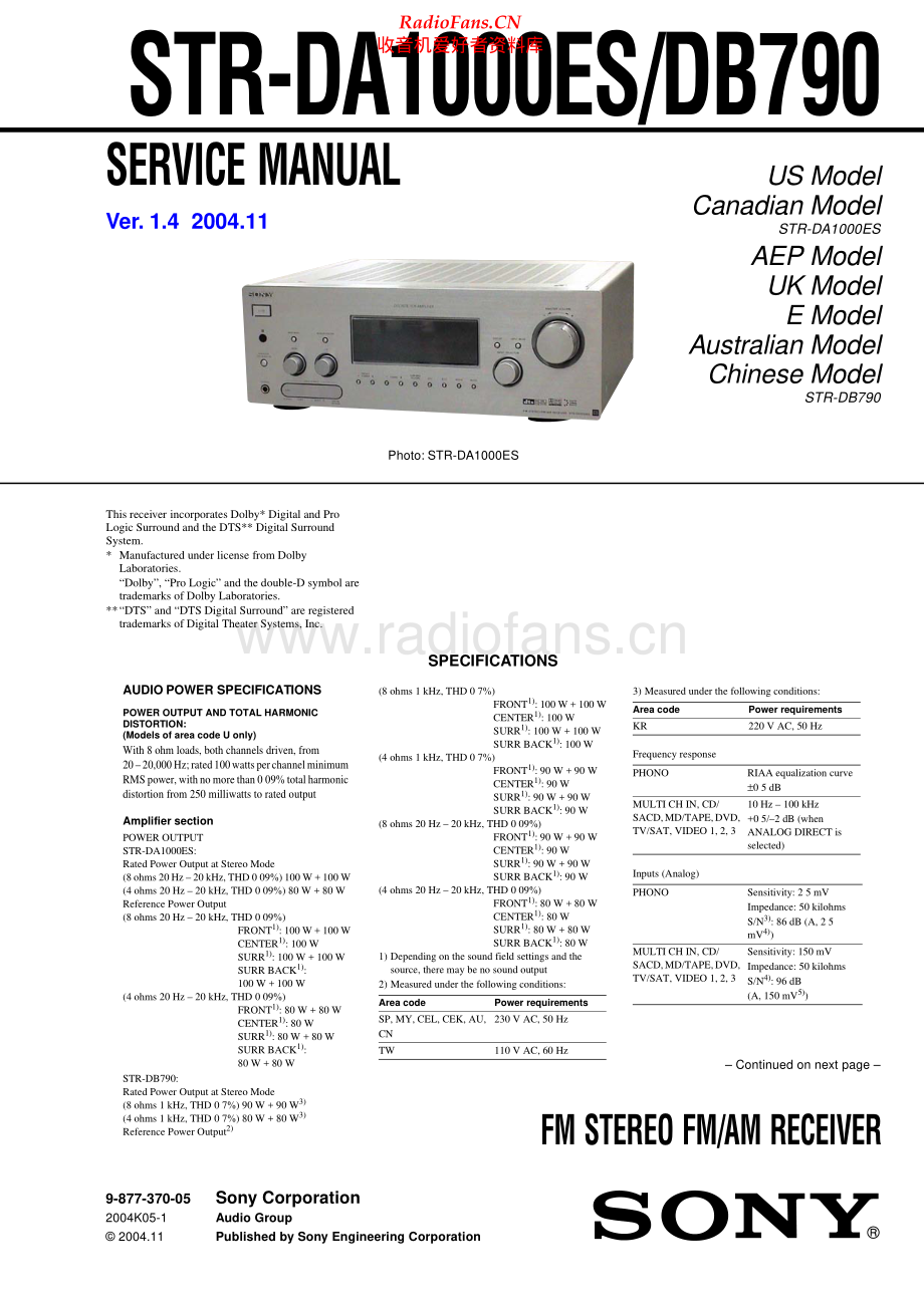 Sony-STRDA1000ES-rec-sm 维修电路原理图.pdf_第1页