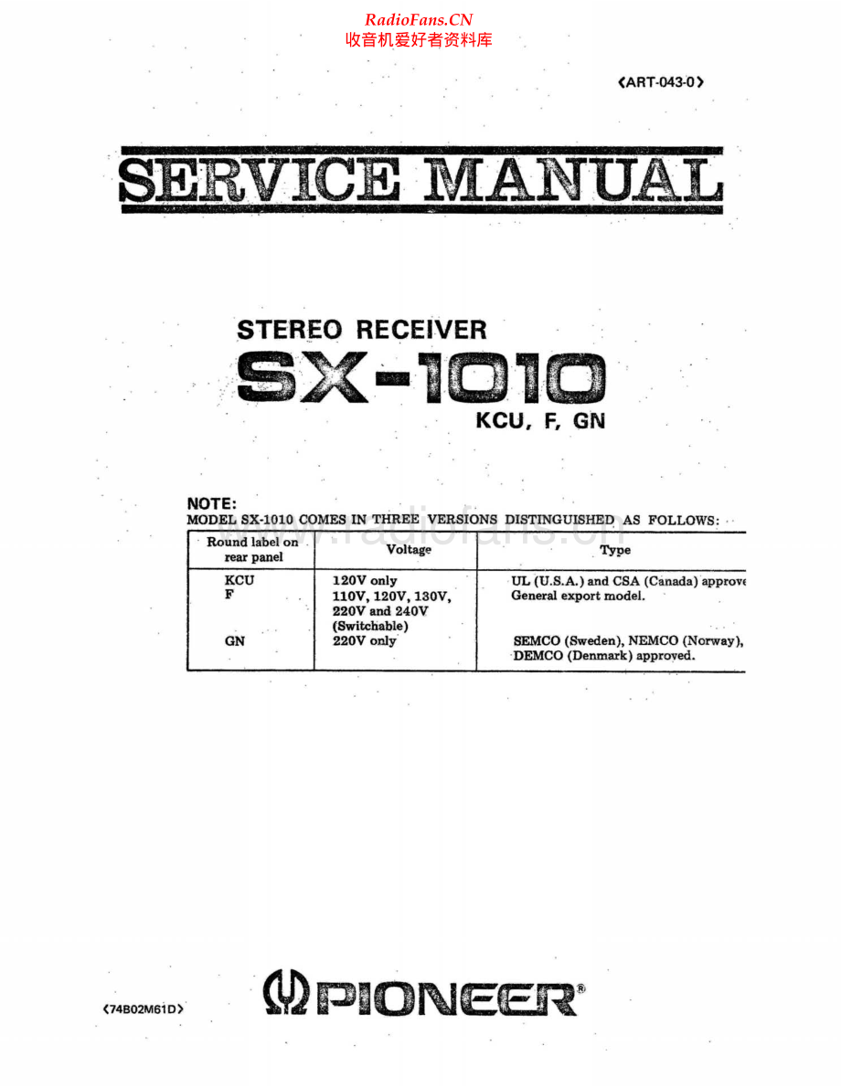 Pioneer-SX1010-rec-sm 维修电路原理图.pdf_第1页