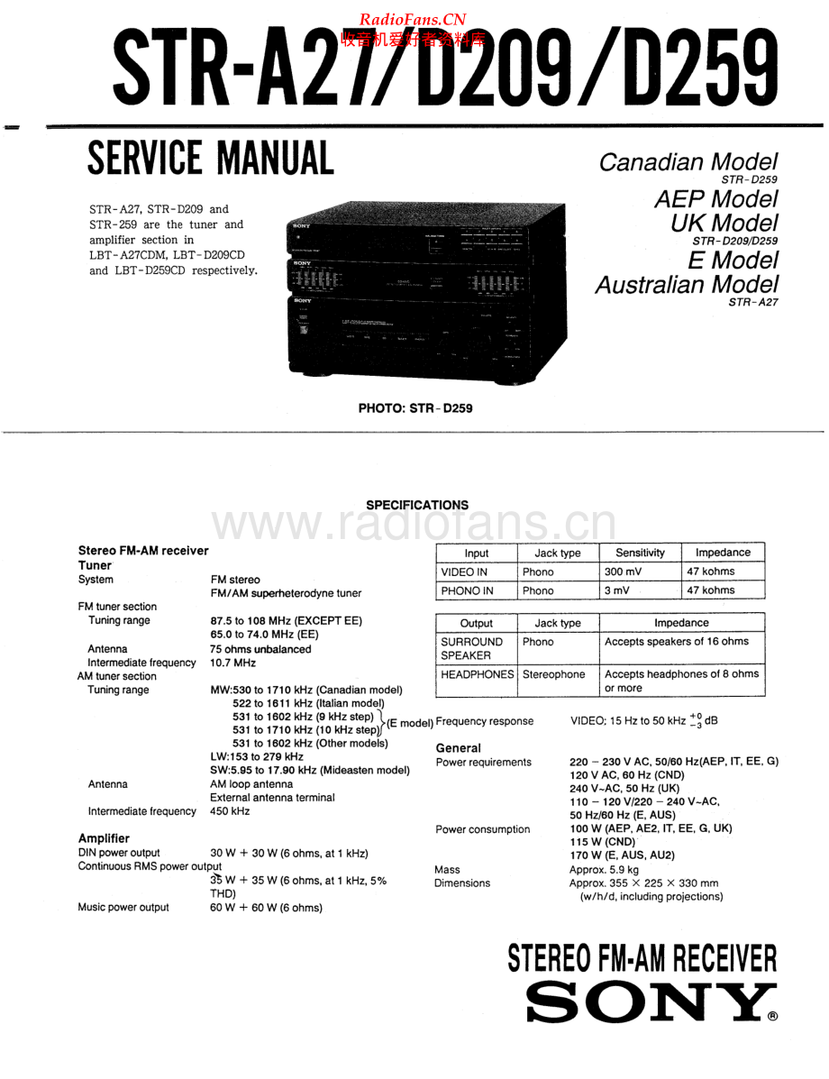 Sony-STRD259-rec-sm 维修电路原理图.pdf_第1页