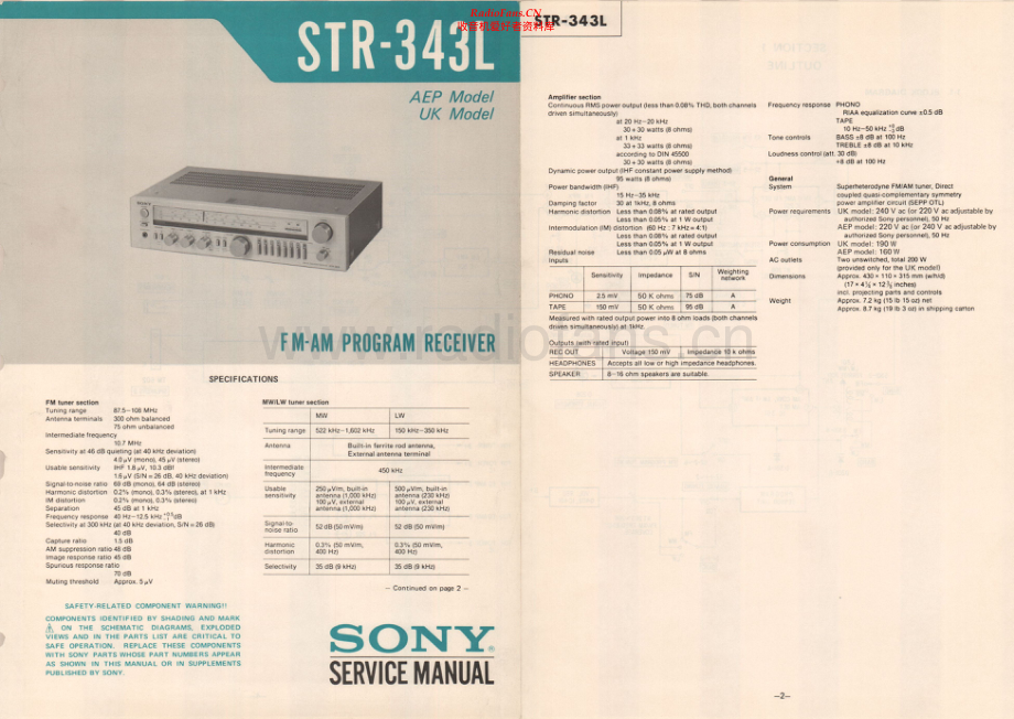 Sony-STR343L-rec-sm 维修电路原理图.pdf_第1页