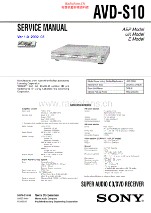 Sony-AVDS10-rec-sm 维修电路原理图.pdf