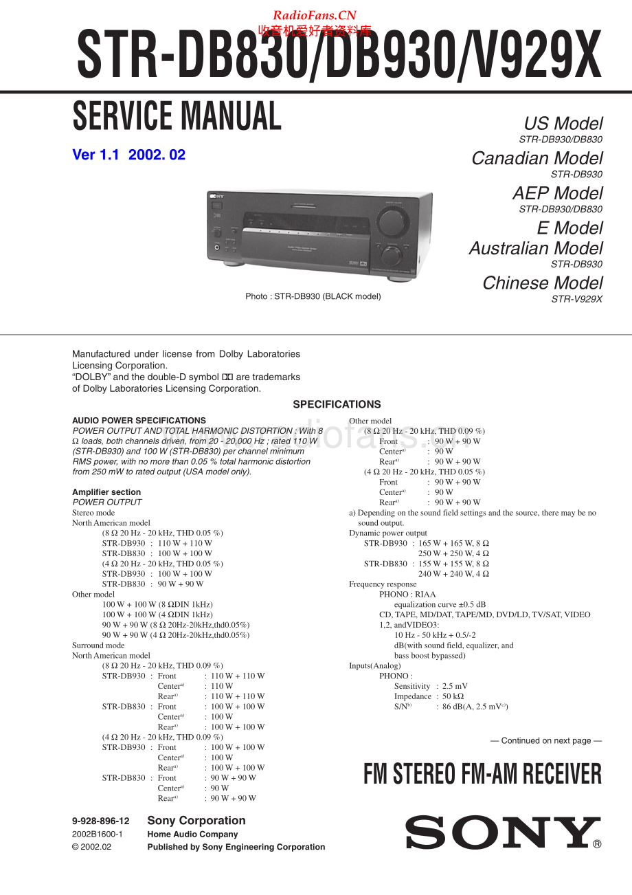 Sony-STRDB830-rec-sm 维修电路原理图.pdf_第1页