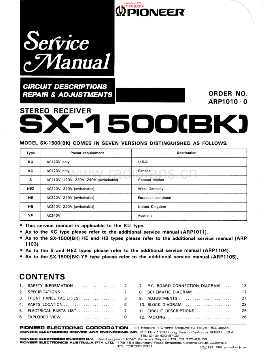 Pioneer-SX1500BK-rec-sm 维修电路原理图.pdf_第1页