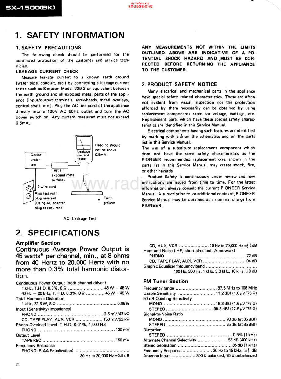 Pioneer-SX1500BK-rec-sm 维修电路原理图.pdf_第2页