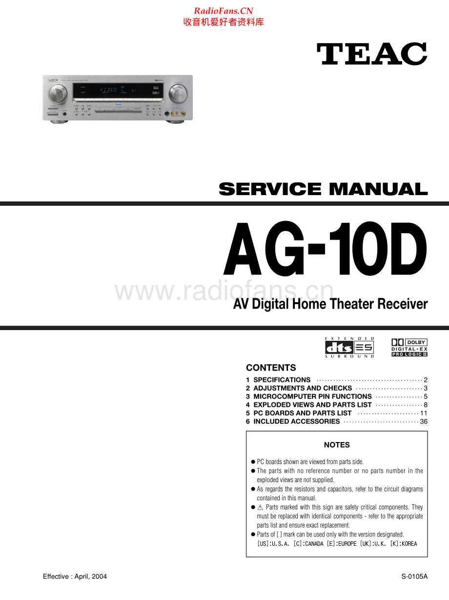 Teac-AG10D-rec-sm 维修电路原理图.pdf_第1页