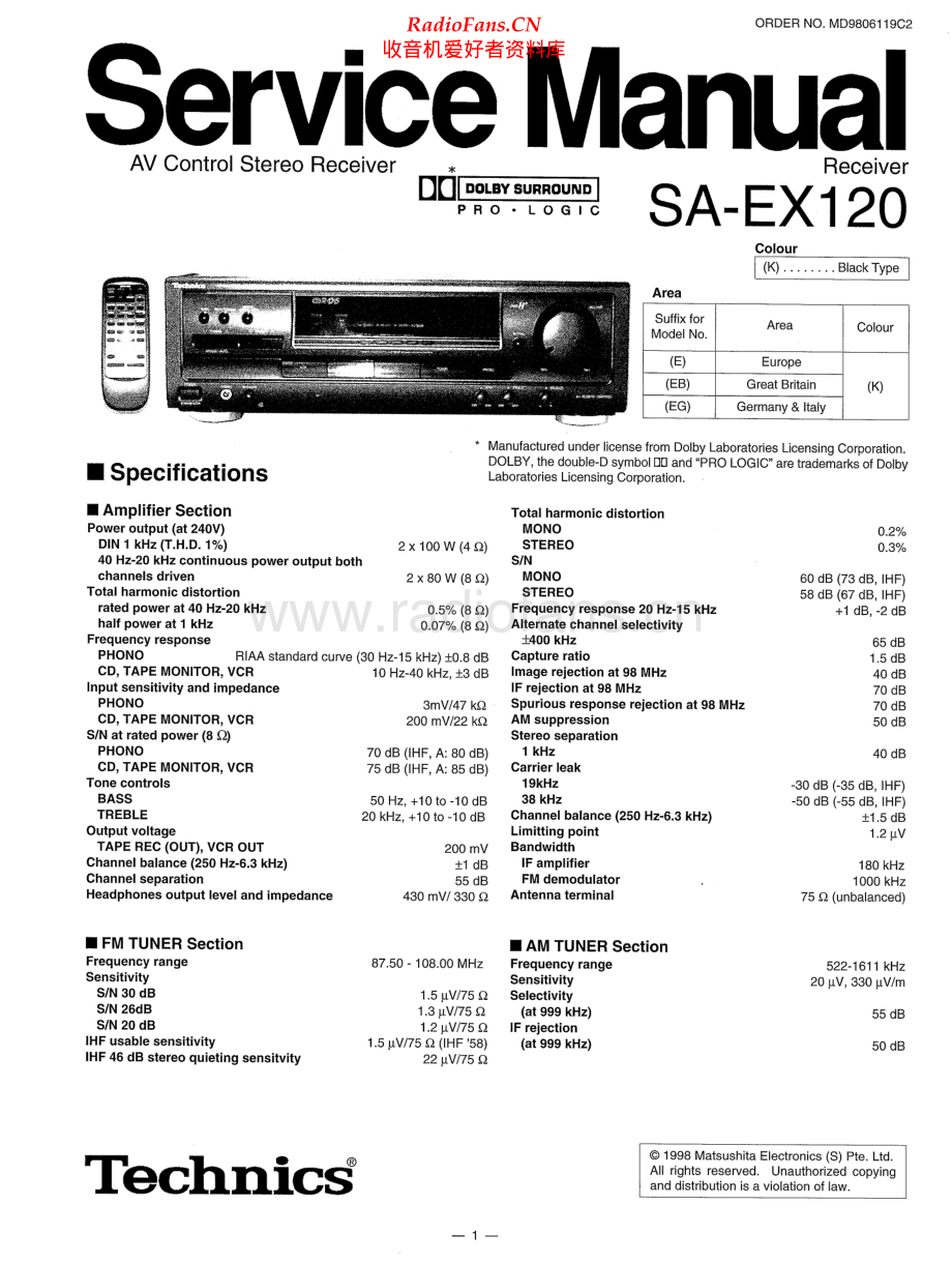 Technics-SAEX120-rec-sm 维修电路原理图.pdf_第1页
