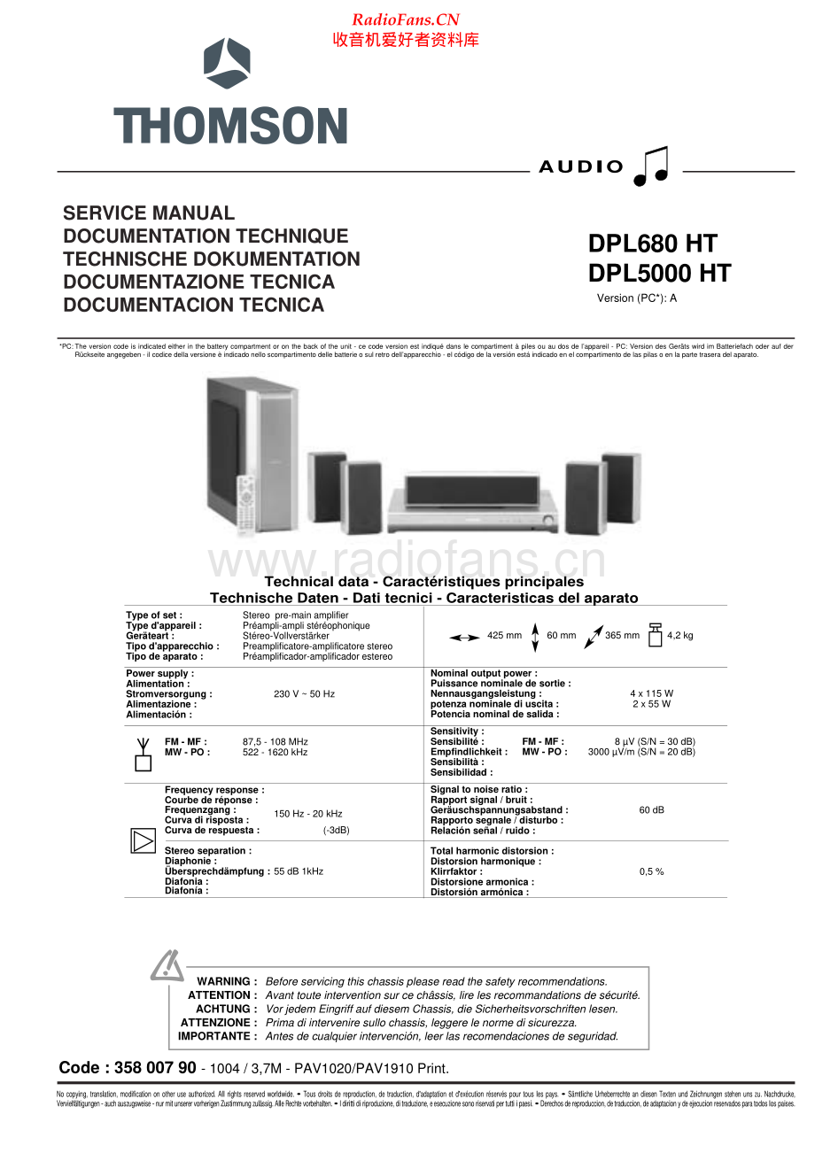 Thomson-DPL5000HT-rec-sm 维修电路原理图.pdf_第1页