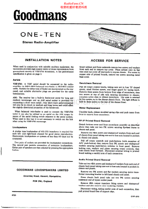 Goodmans-OneTen-rec-sm维修电路原理图.pdf