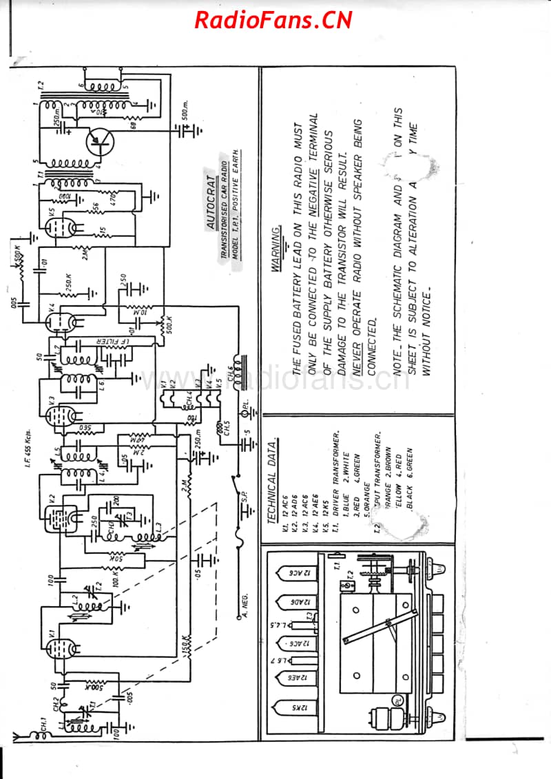 autocrat-tp1-transistorised-car-radio 电路原理图.pdf_第1页