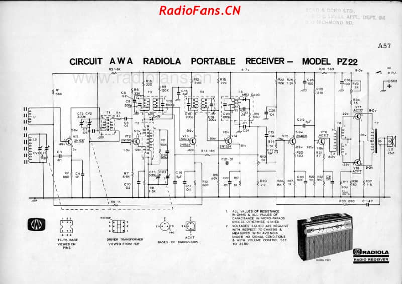 awa-pz22-radiola-transistor-portable 电路原理图.pdf_第1页