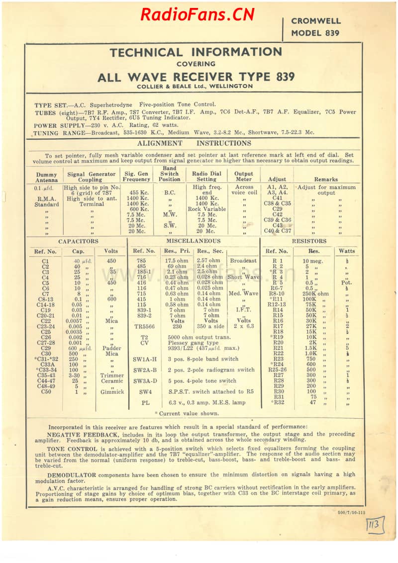 cb-model-839-7v-aw-ac-1950 电路原理图.pdf_第1页