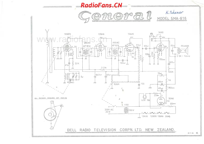 bell-5ma-616-general-kitchener-5v-bc-ac-1962 电路原理图.pdf_第1页
