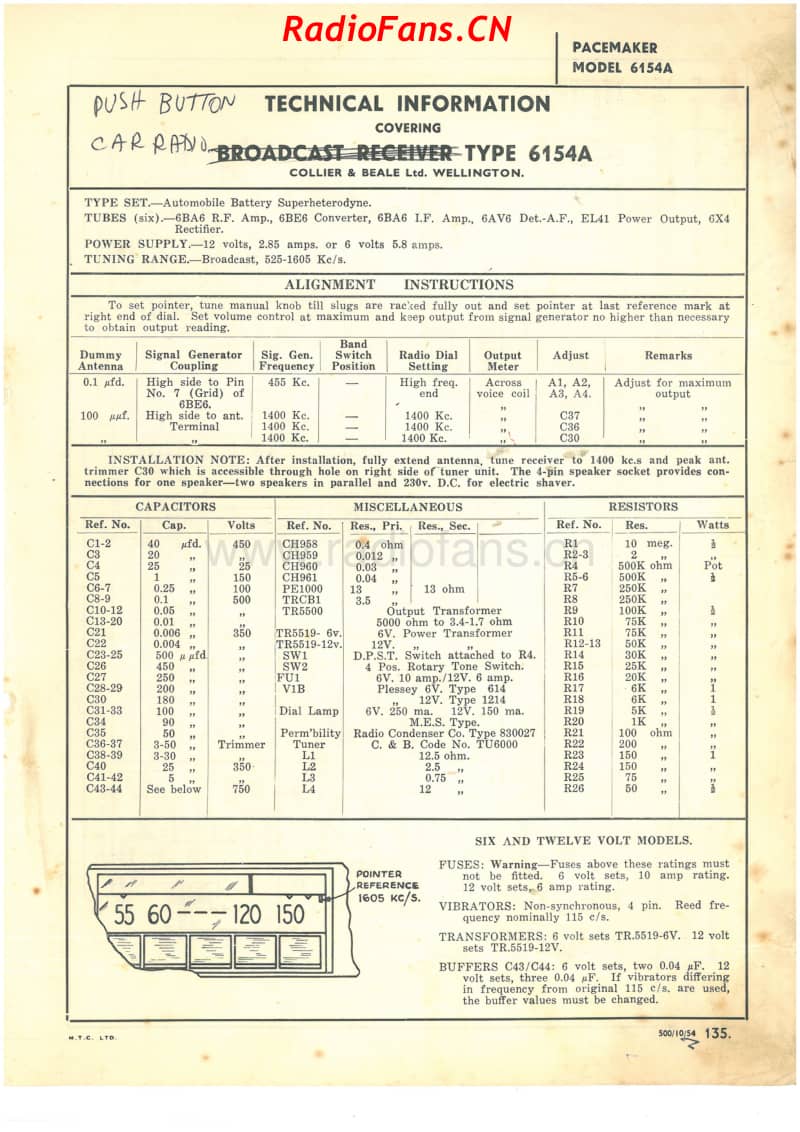 cb-model-6154a-6v-bc-battery-car-radio-1954 电路原理图.pdf_第1页