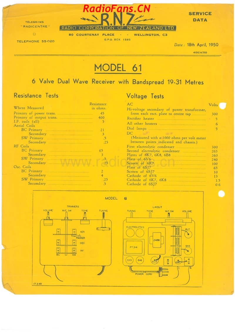 RCNZ-model-61-6V-DW-AC-1948-50 电路原理图.pdf_第1页