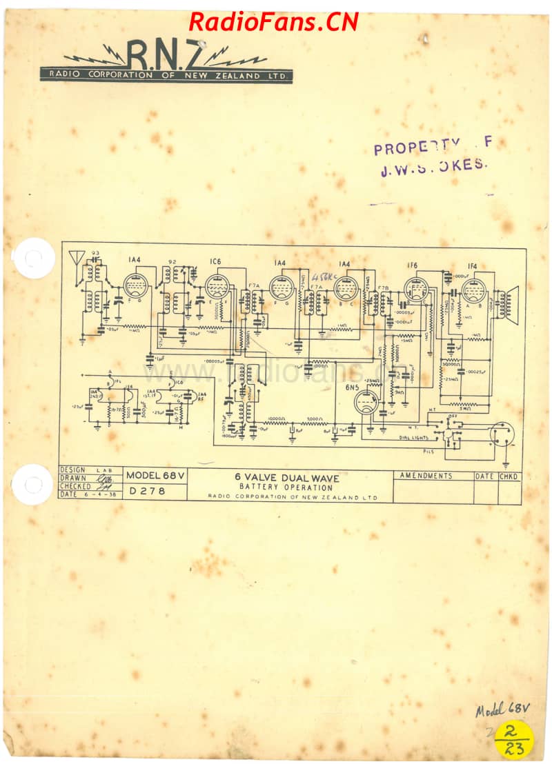 RCNZ-model-68V-6V-DW-Battery-1938 电路原理图.pdf_第1页