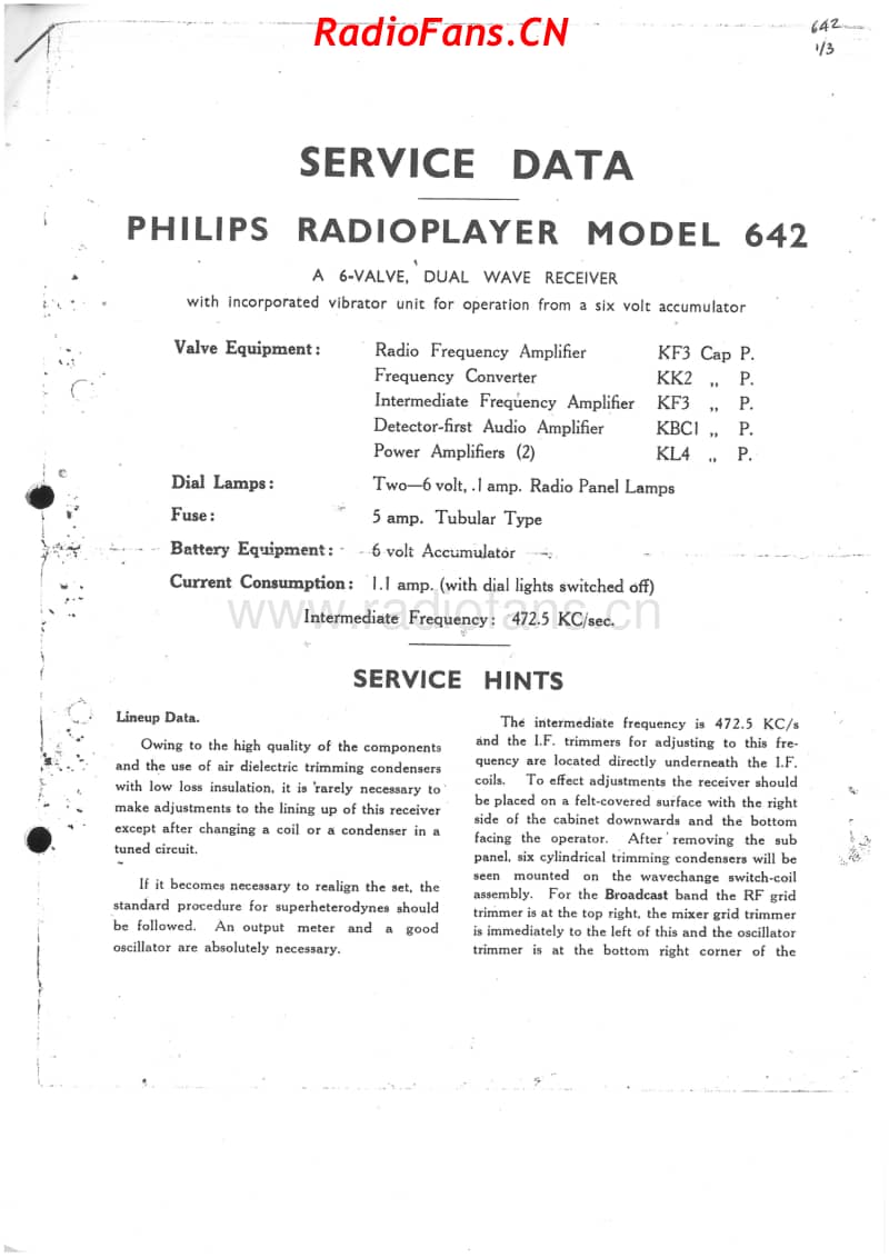 Philips-642-6V-DW-VIB-19xx 电路原理图.pdf_第1页