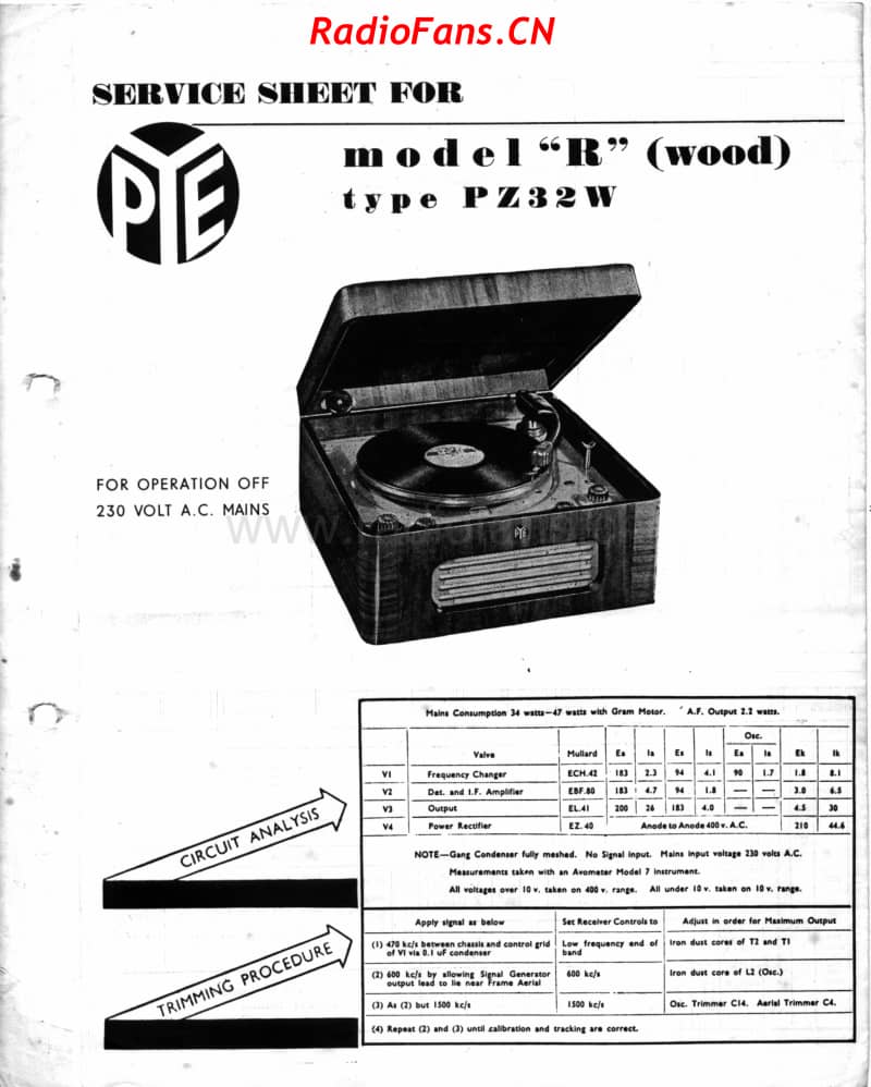 pye-pz32w-model-r-wood-record-player 电路原理图.pdf_第1页