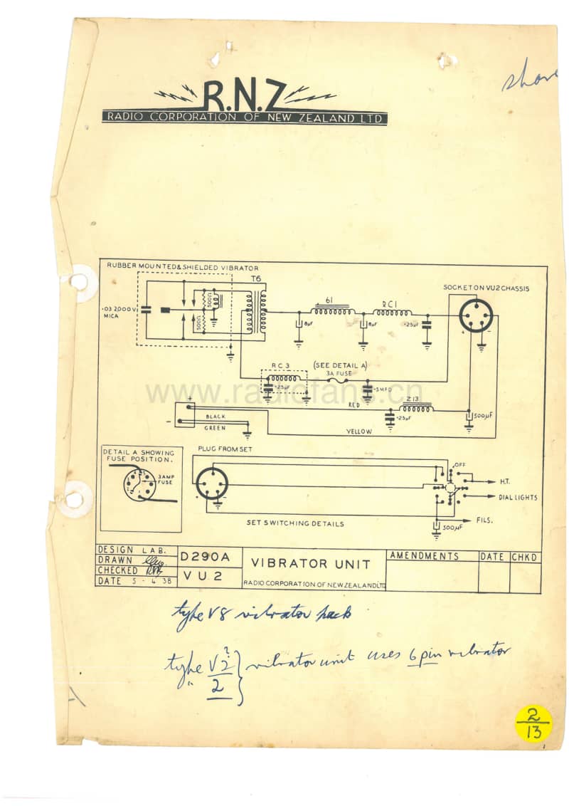 RCNZ-model-VU2-Vibrator-unit-1938 电路原理图.pdf_第1页