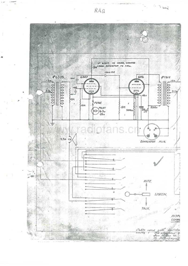 RL-RAQ-Ultimate-Ekco-intercom-3V-AC-1956 电路原理图.pdf_第1页