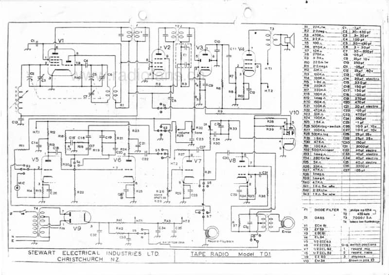 Stewart-Starline-model-TD1-8V-tape-radio 电路原理图.pdf_第1页