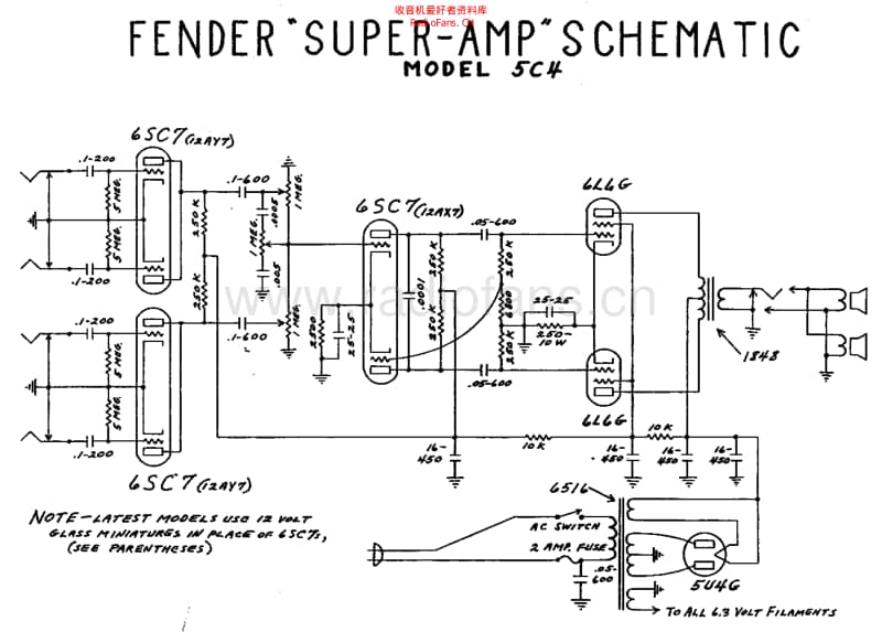Fender_super_5c4_schem 电路图 维修原理图.pdf_第1页
