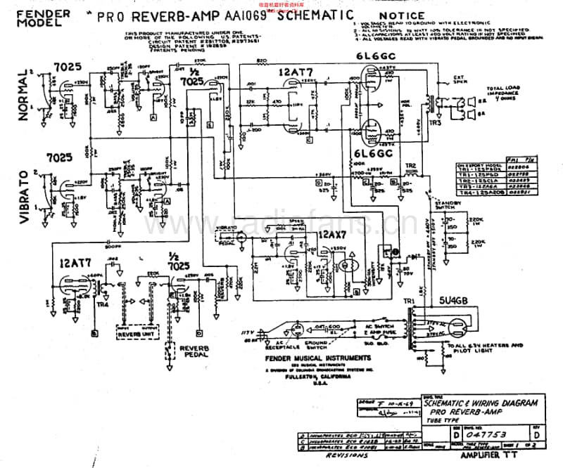 Fender_pro_reverb_aa1069_schem 电路图 维修原理图.pdf_第1页