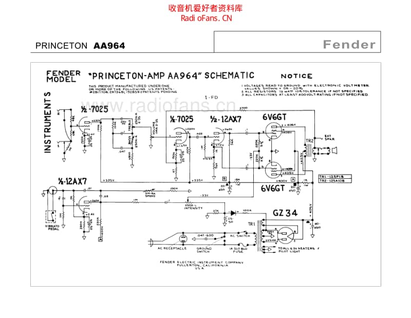 Fender_princeton_aa964 电路图 维修原理图.pdf_第2页