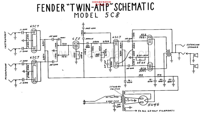 Fender_twin_5c8_schem 电路图 维修原理图.pdf_第1页