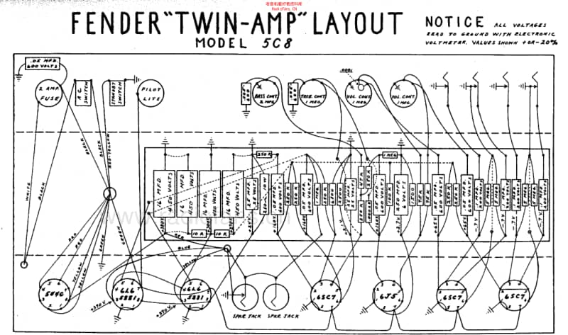 Fender_twin_5c8_schem 电路图 维修原理图.pdf_第2页
