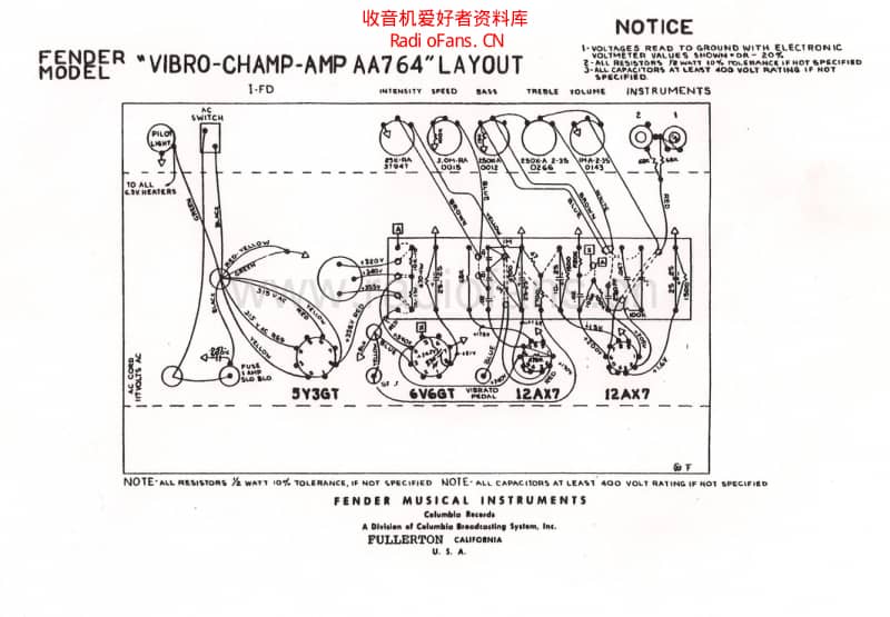 Fender_vibro_champ_aa764_layout 电路图 维修原理图.pdf_第1页