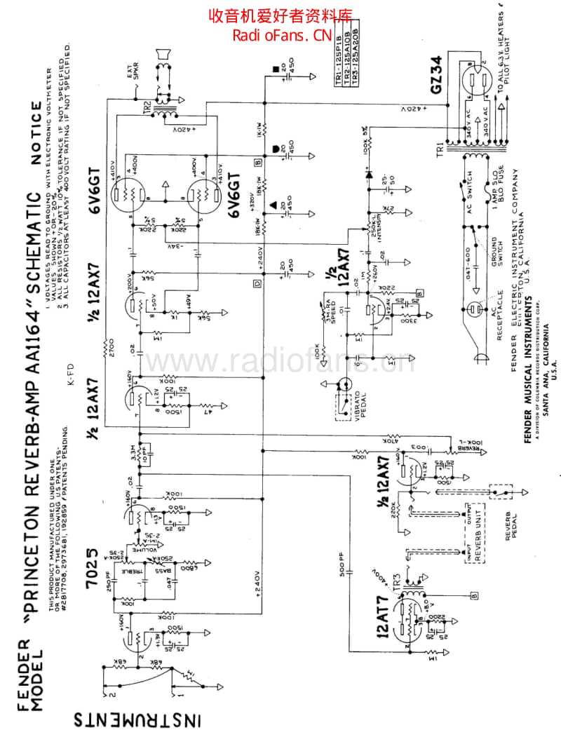 Fender_princeton_rev_gz34_aa1164 电路图 维修原理图.pdf_第1页