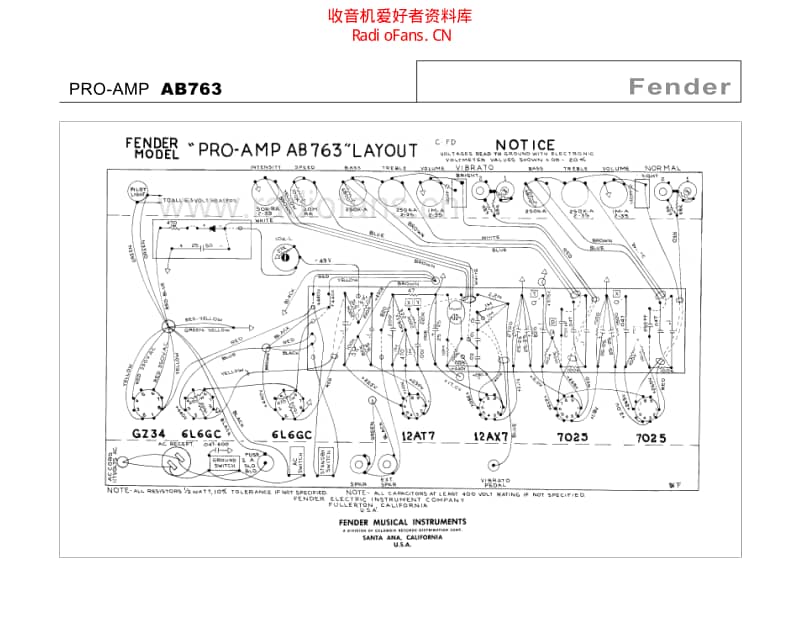 Fender_pro_amp_ab763 电路图 维修原理图.pdf_第1页
