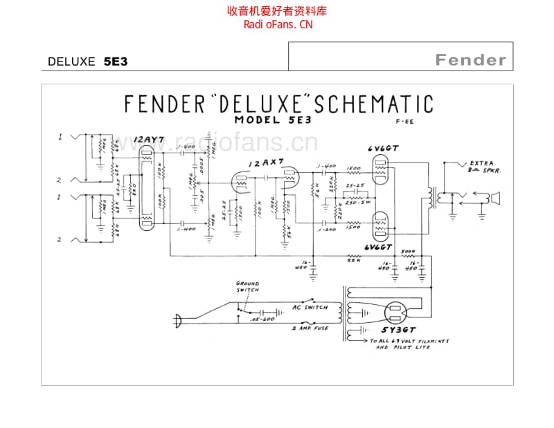 Fender_deluxe_5e3 电路图 维修原理图.pdf_第2页