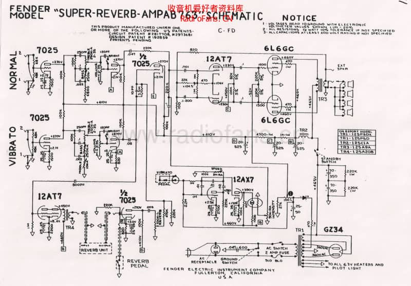 Fender_super_reverb_ab763_schematic 电路图 维修原理图.pdf_第1页