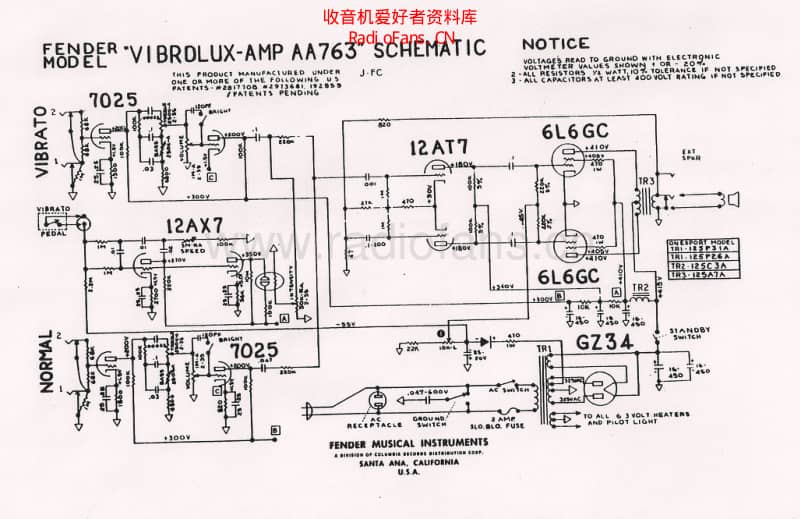 Fender_vibrolux_aa763_schematic 电路图 维修原理图.pdf_第1页