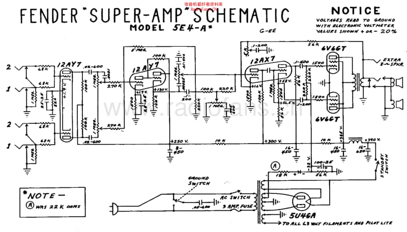 Fender_super_5e4a_schem 电路图 维修原理图.pdf_第1页