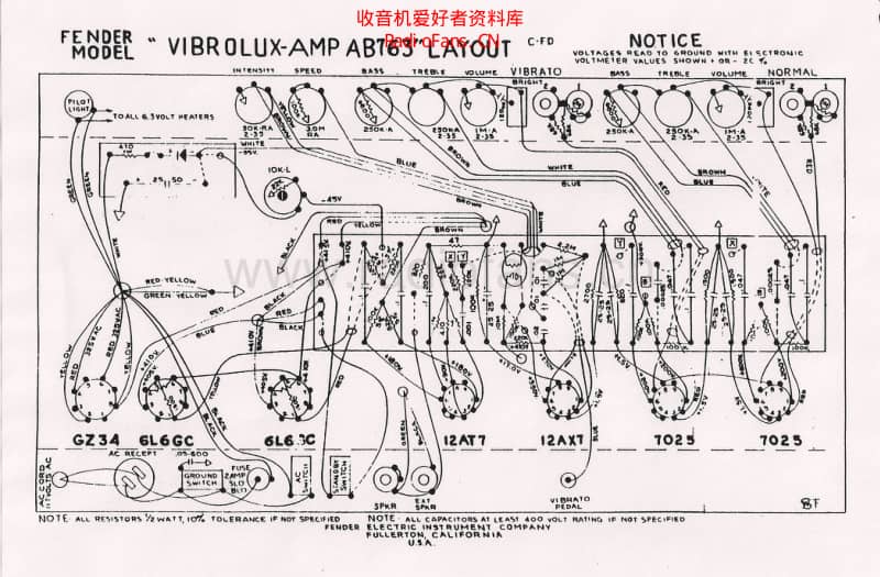 Fender_vibrolux_ab763_layout 电路图 维修原理图.pdf_第1页