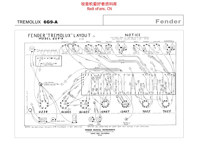Fender_tremolux_6g9a 电路图 维修原理图.pdf_第1页