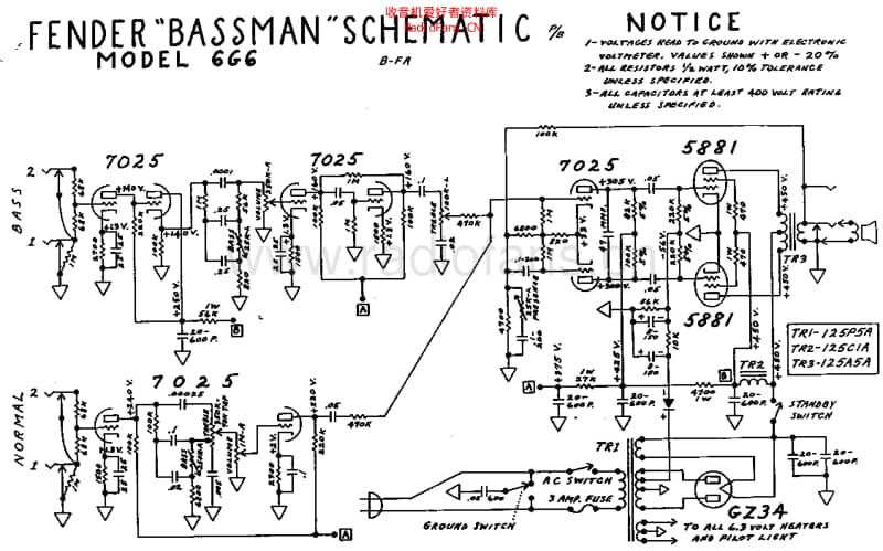 Fender_bassman_6g6_schem 电路图 维修原理图.pdf_第1页