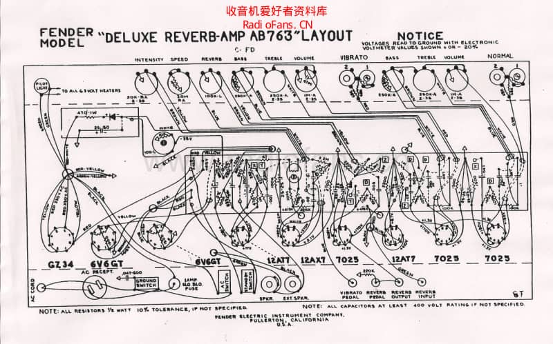 Fender_deluxe_reverb_ab763_layout 电路图 维修原理图.pdf_第1页