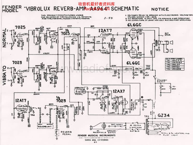 Fender_vibrolux_reverb_aa964_schematic 电路图 维修原理图.pdf_第1页