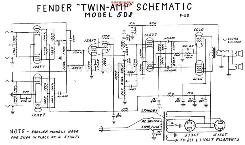 Fender_twin_5d8_schem 电路图 维修原理图.pdf_第1页