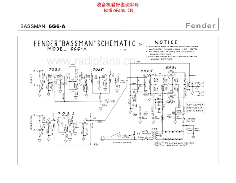 Fender_bassman_6g6a 电路图 维修原理图.pdf_第2页